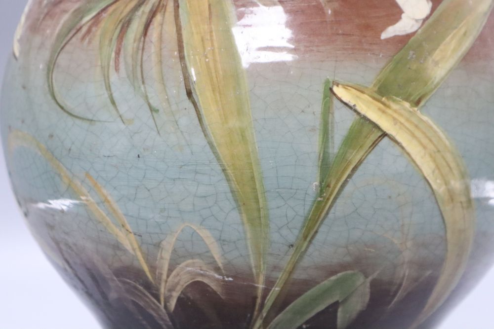 A large late 19th century Art pottery vase, height 63cm